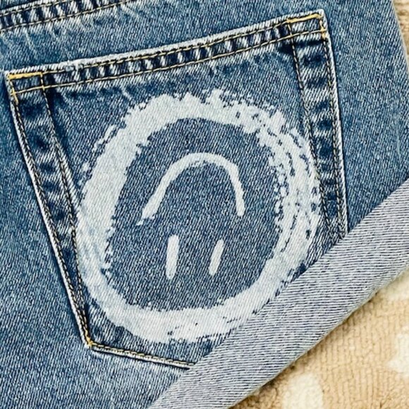 One Teaspoon Bandits Low Waist Cheeky Denim Shorts Pacifica Blue Smile Size 23 - Picture 6 of 12